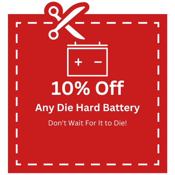 10% Off Battery Coupon 10% off any Die Hard Car Battery